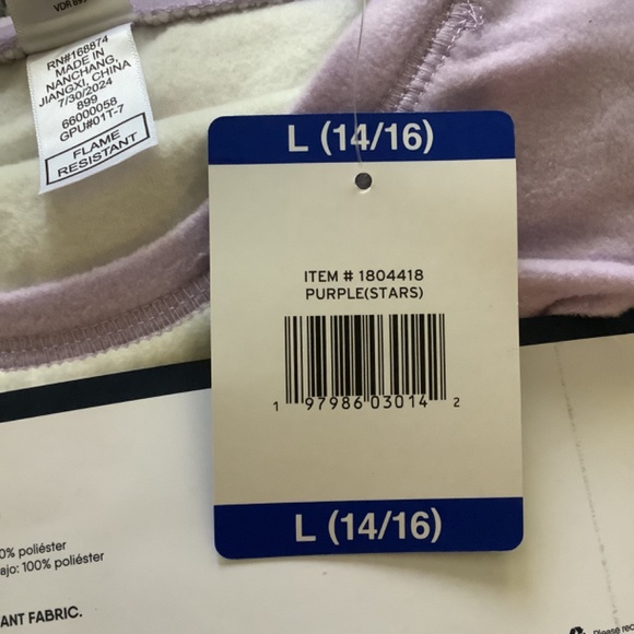 Lands' End Girl's 3 Pc Pajamas Robe Top Bottom Flame Resistant Set Size L 14-16 - Picture 2 of 11